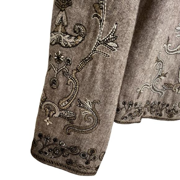 NyGård Petite 10 Embroidered Jacket Wool Blend Beige Cottagecore Academic - Picture 8 of 16